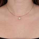 18K Yellow Gold and Diamond Flower Halo Pendant Necklace