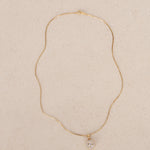 18K Yellow Gold and Diamond Flower Halo Pendant Necklace