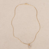 18K Yellow Gold and Diamond Flower Halo Pendant Necklace