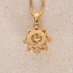 18K Yellow Gold and Diamond Flower Halo Pendant Necklace