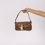 Fendi Zucchino Coated Canvas Baguette Bag