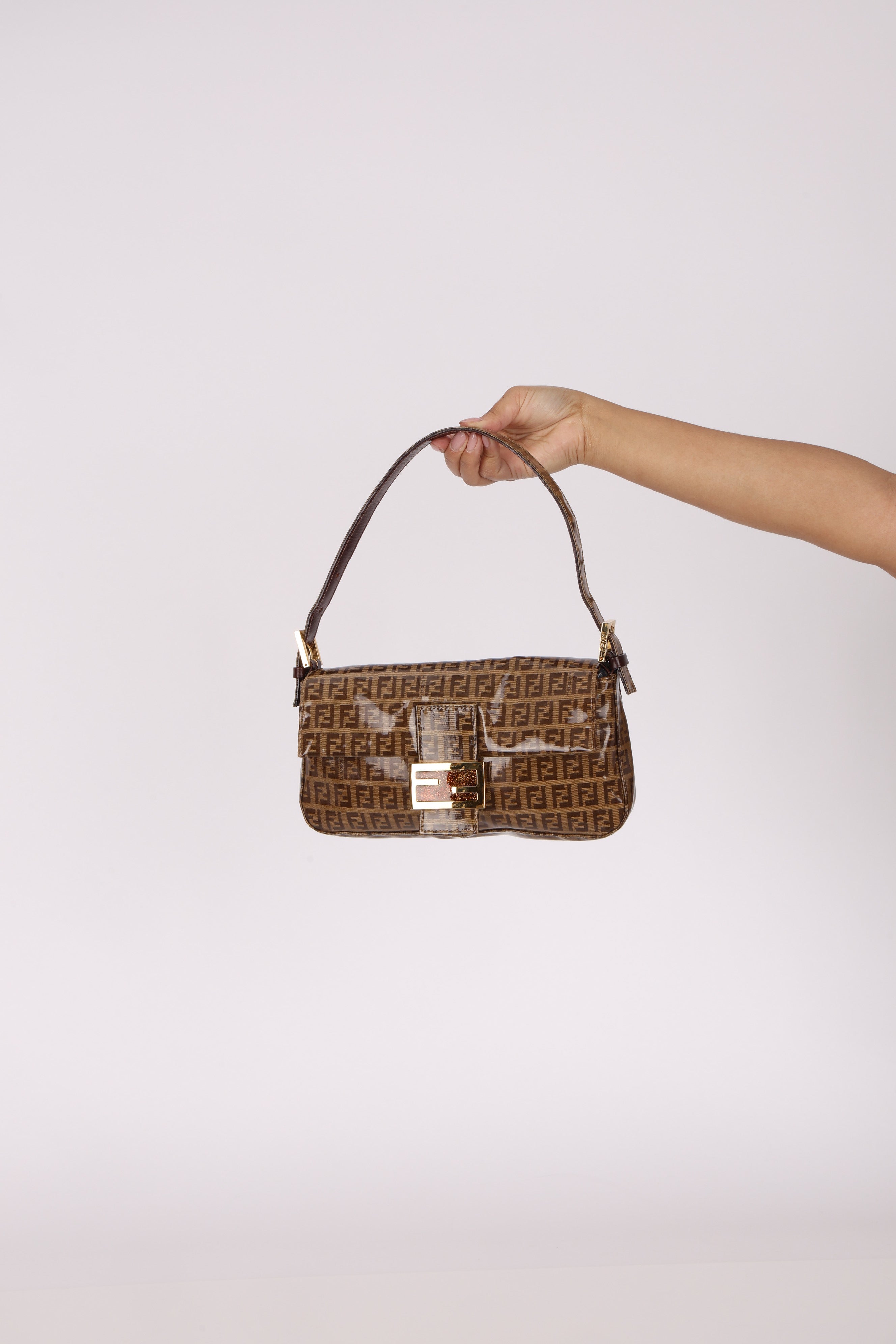 Fendi Zucchino Coated Canvas Baguette Bag