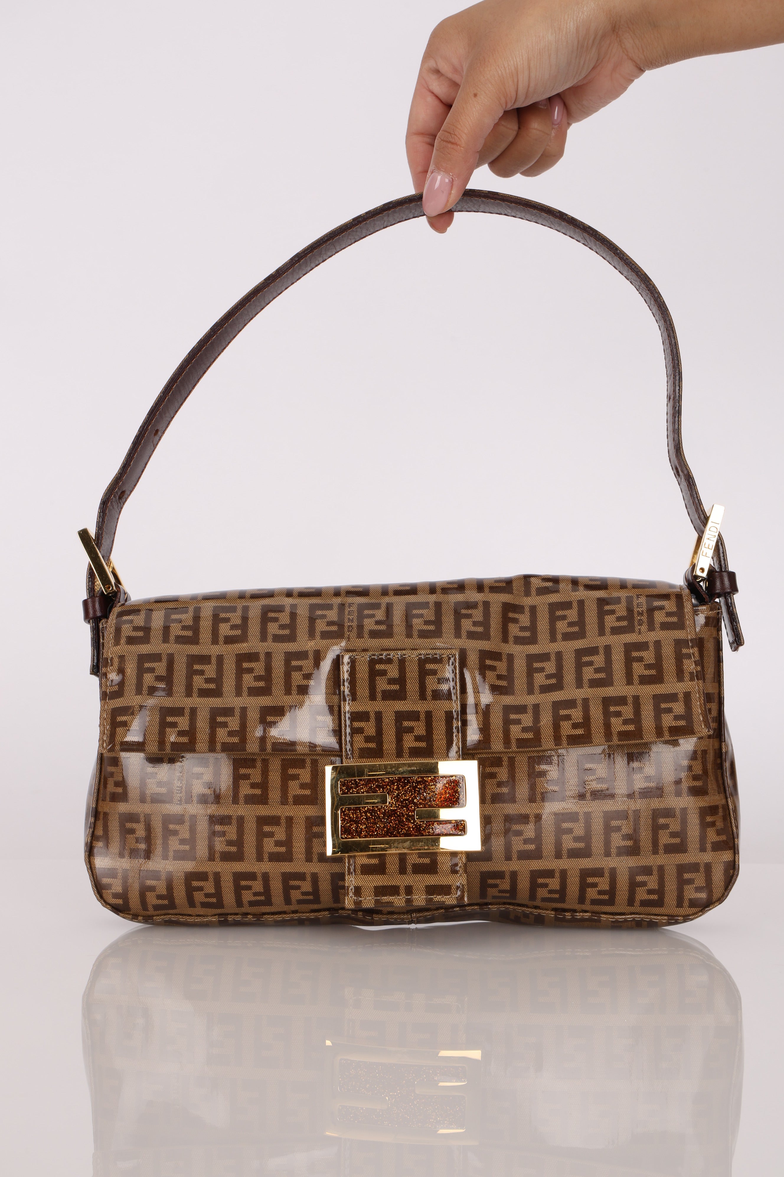 Fendi Zucchino Coated Canvas Baguette Bag