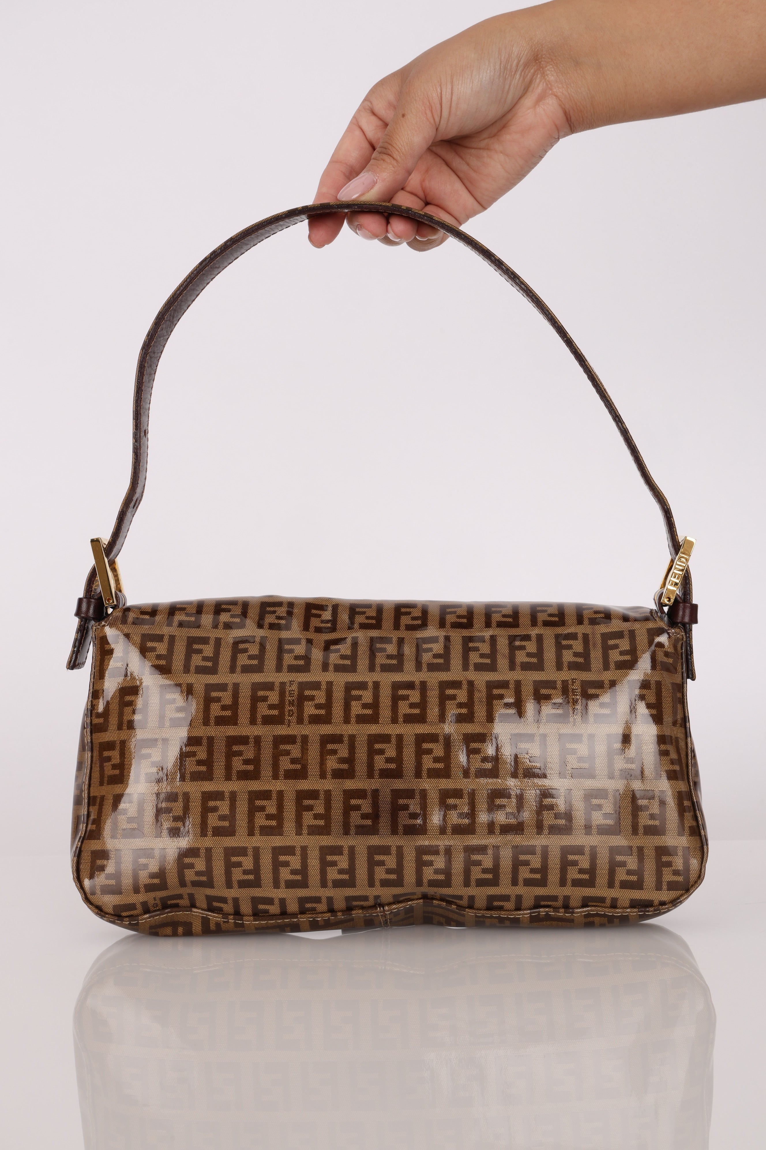 Fendi Zucchino Coated Canvas Baguette Bag