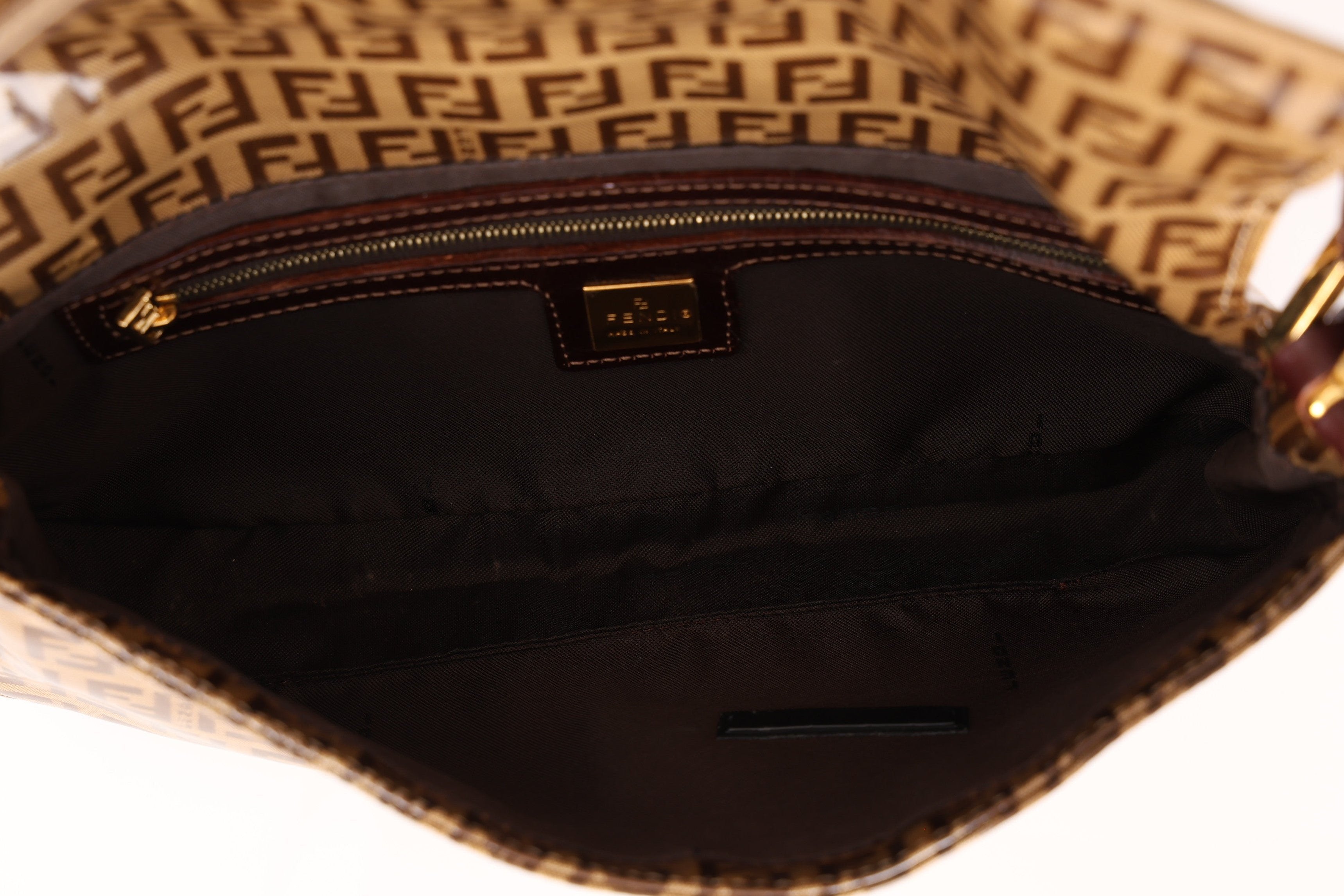 Fendi Zucchino Coated Canvas Baguette Bag