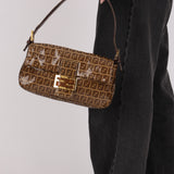 Fendi Zucchino Coated Canvas Baguette Bag