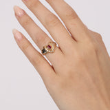 18K Yellow Gold and Platinum Ruby and Diamond Flower Halo Ring, Size US 5