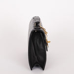 Chanel Double Turnlock Top Handle Bag Black Lambskin 24K GP