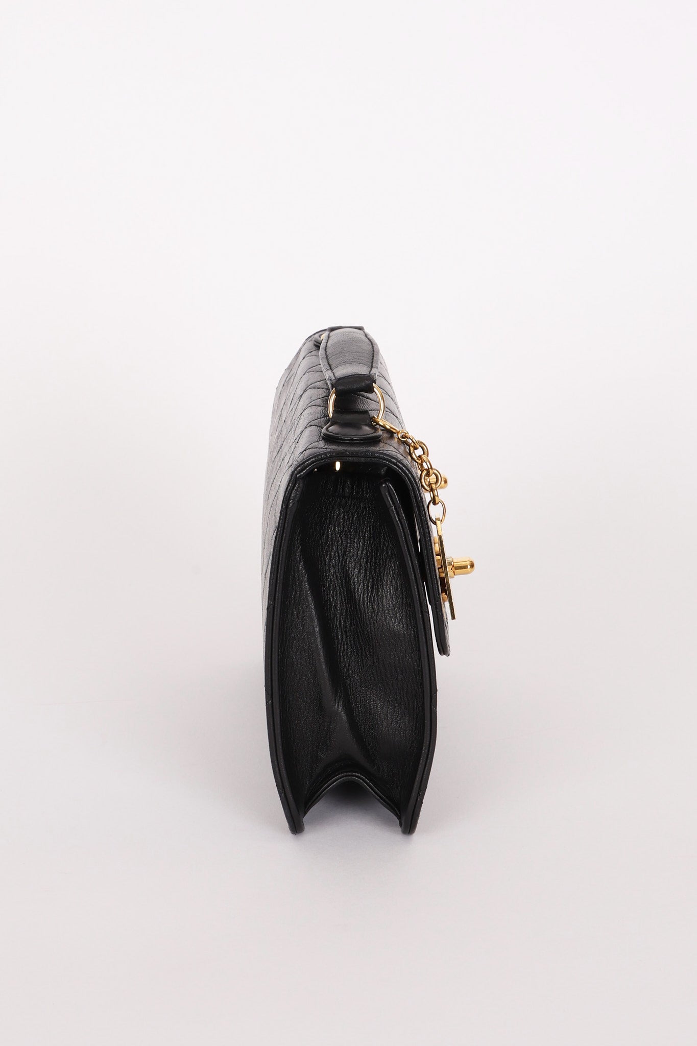 Chanel Double Turnlock Top Handle Bag Black Lambskin 24K GP