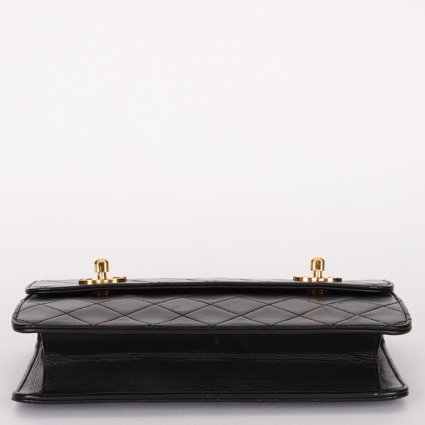 Chanel Double Turnlock Top Handle Bag Black Lambskin 24K GP