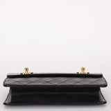 Chanel Double Turnlock Top Handle Bag Black Lambskin 24K GP