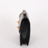 Chanel Double Turnlock Top Handle Bag Black Lambskin 24K GP