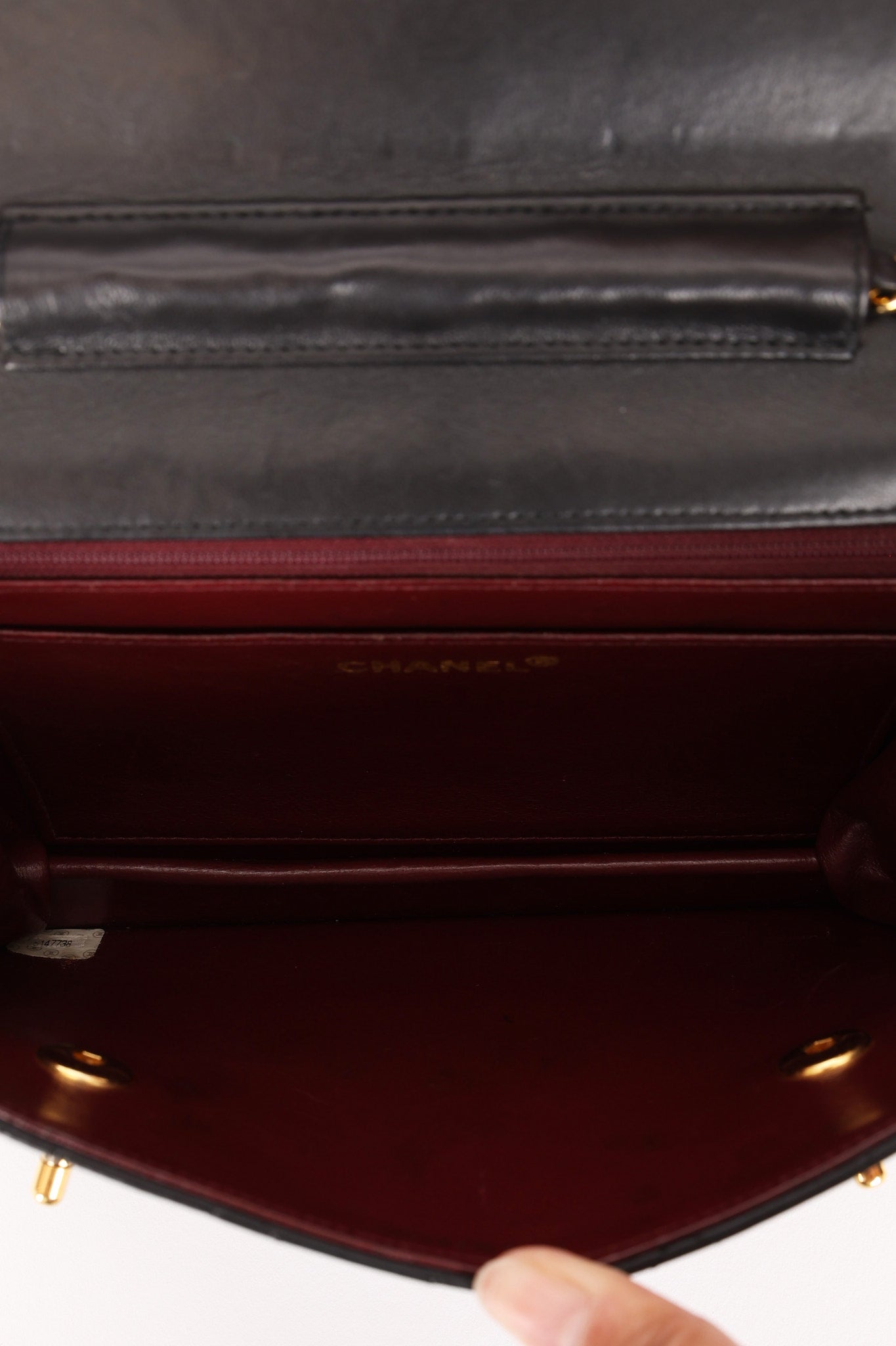 Chanel Double Turnlock Top Handle Bag Black Lambskin 24K GP