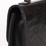 Chanel Double Turnlock Top Handle Bag Black Lambskin 24K GP