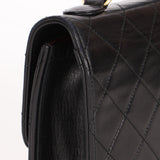 Chanel Double Turnlock Top Handle Bag Black Lambskin 24K GP