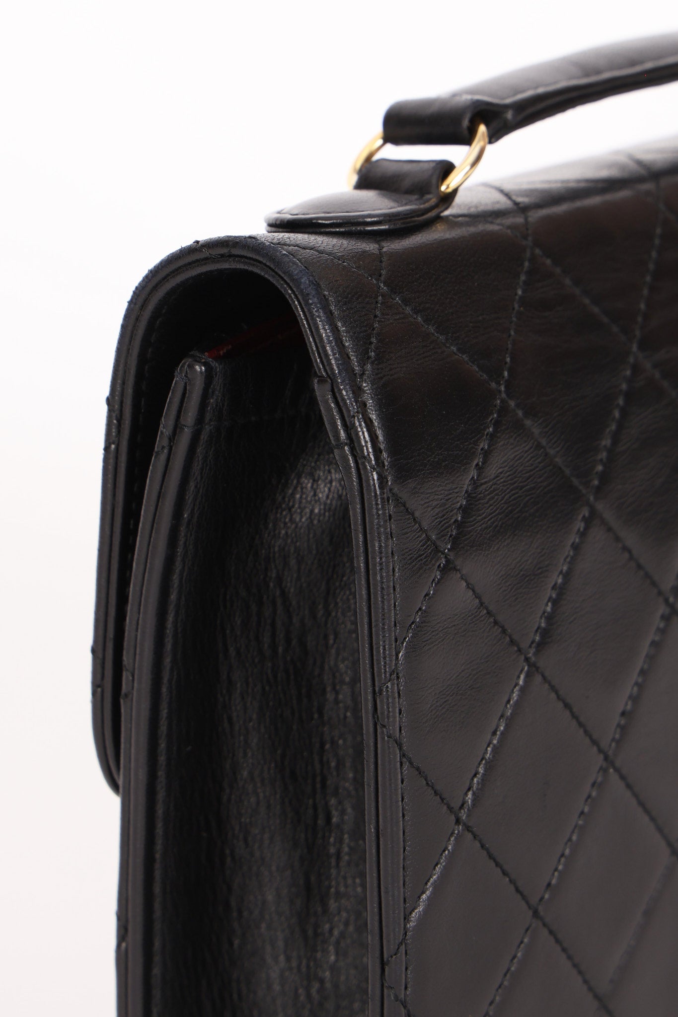 Chanel Double Turnlock Top Handle Bag Black Lambskin 24K GP