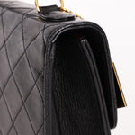 Chanel Double Turnlock Top Handle Bag Black Lambskin 24K GP