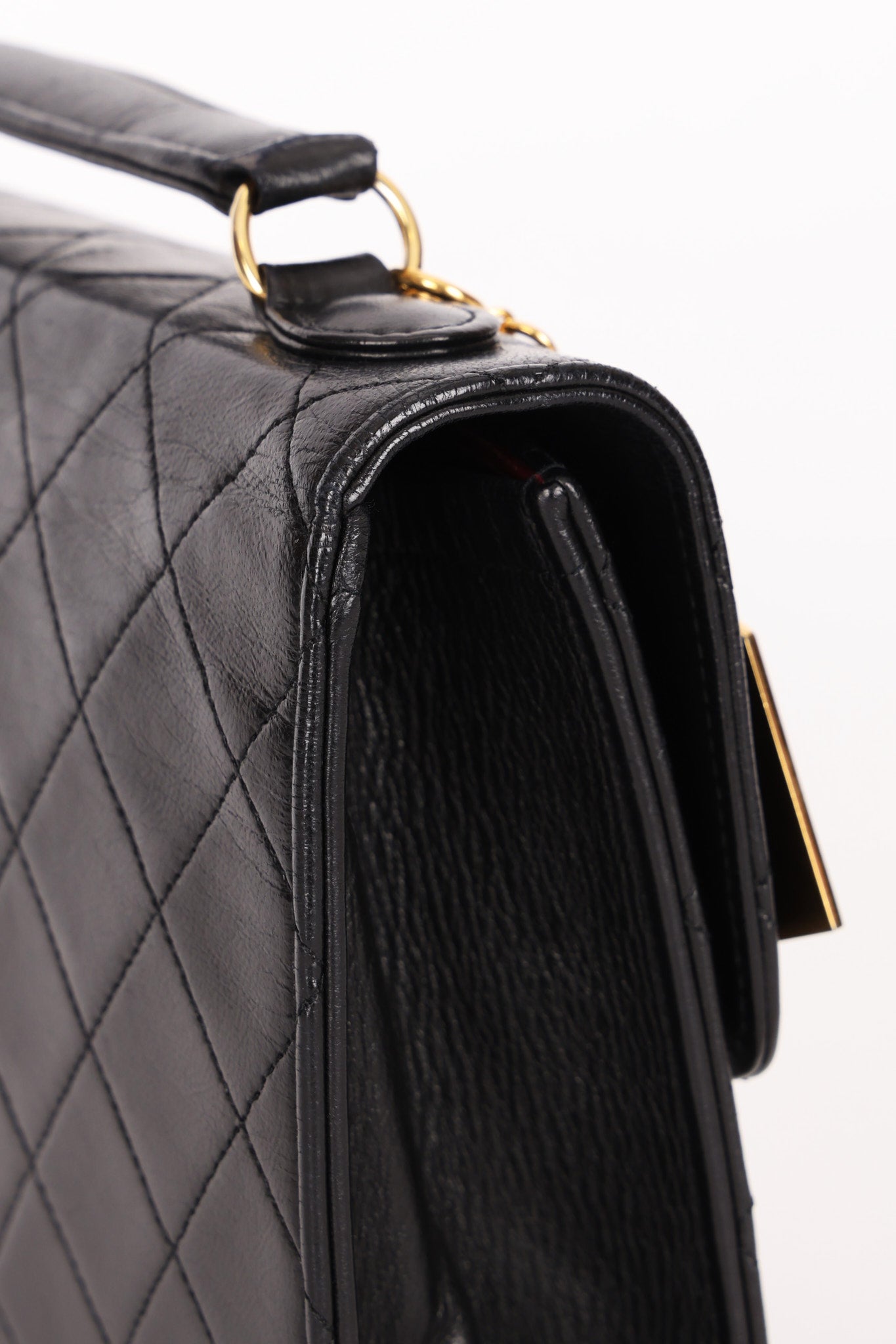 Chanel Double Turnlock Top Handle Bag Black Lambskin 24K GP
