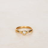 18K Yellow Gold and Diamond Trilogy Ring, Size US 5.75