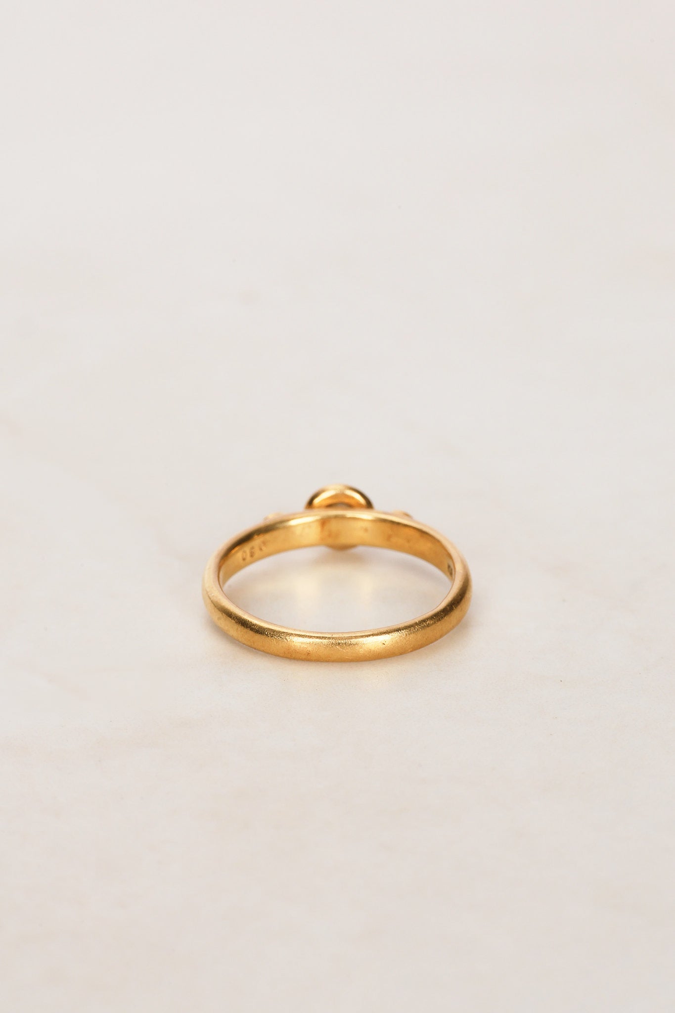 18K Yellow Gold and Diamond Trilogy Ring, Size US 5.75