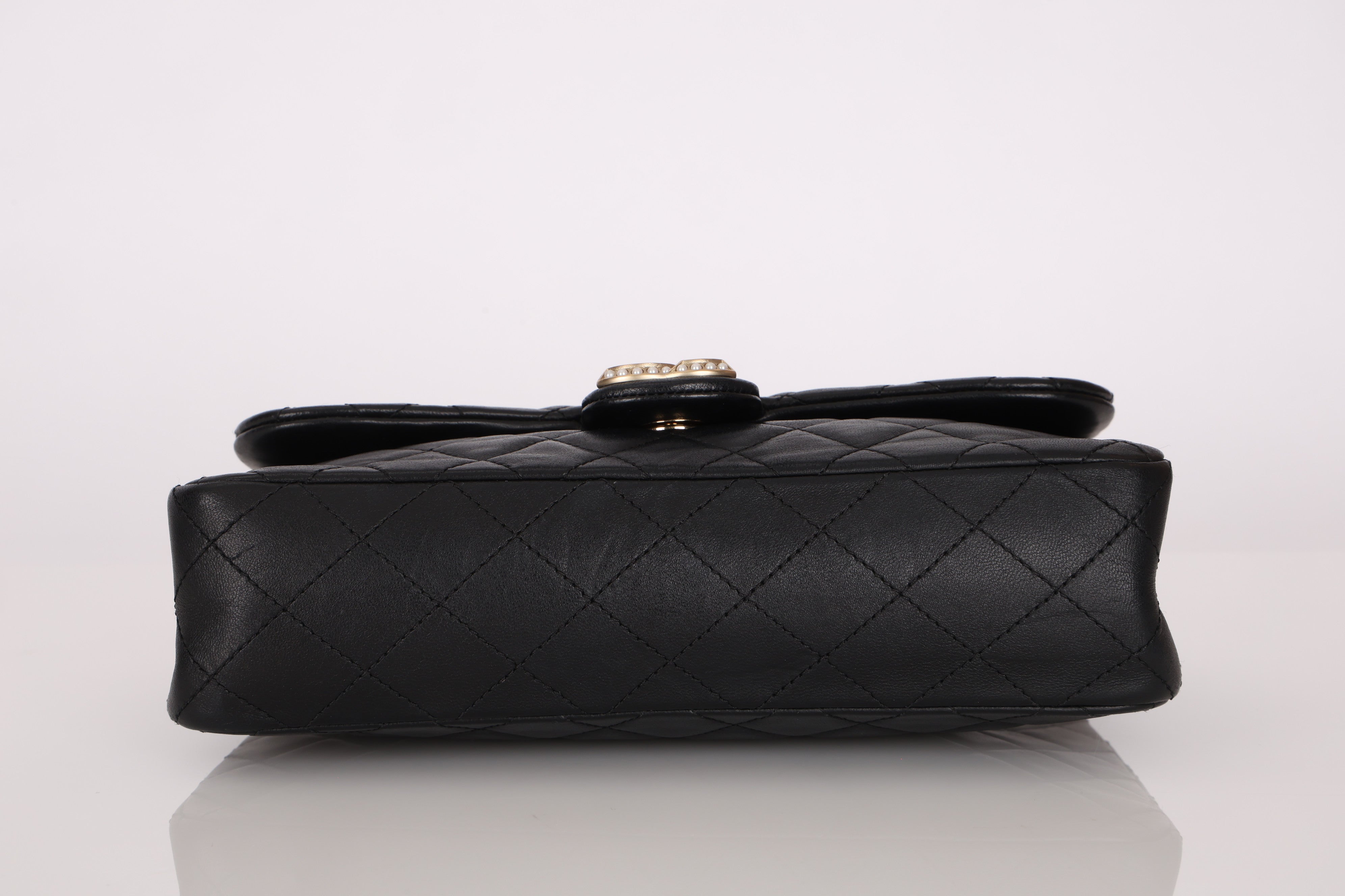 Chanel Westminster Pearl Chain Single Flap Black Lambskin MMHW
