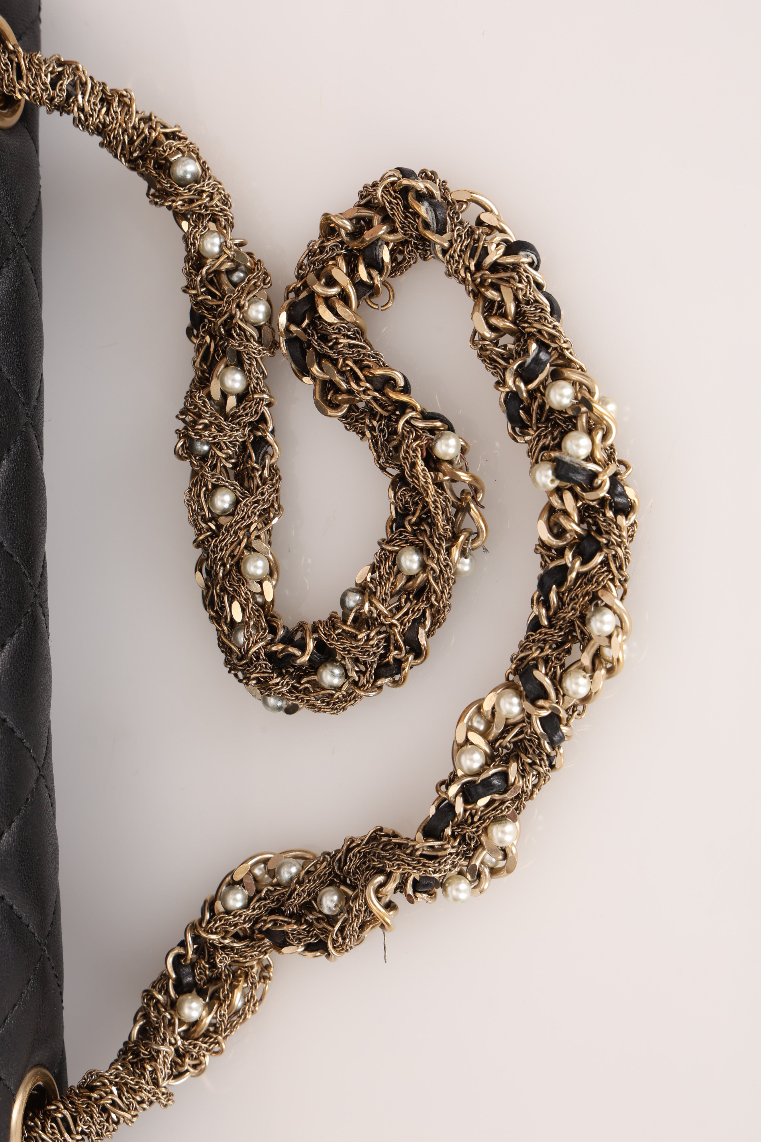 Chanel Westminster Pearl Chain Single Flap Black Lambskin MMHW
