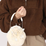 Fendi Fur Kisslock Frame Bag Creme