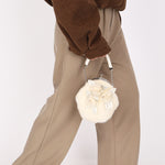 Fendi Fur Kisslock Frame Bag Creme