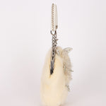 Fendi Fur Kisslock Frame Bag Creme