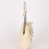 Fendi Fur Kisslock Frame Bag Creme