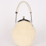 Fendi Fur Kisslock Frame Bag Creme