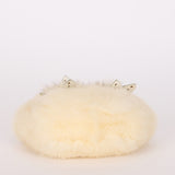 Fendi Fur Kisslock Frame Bag Creme