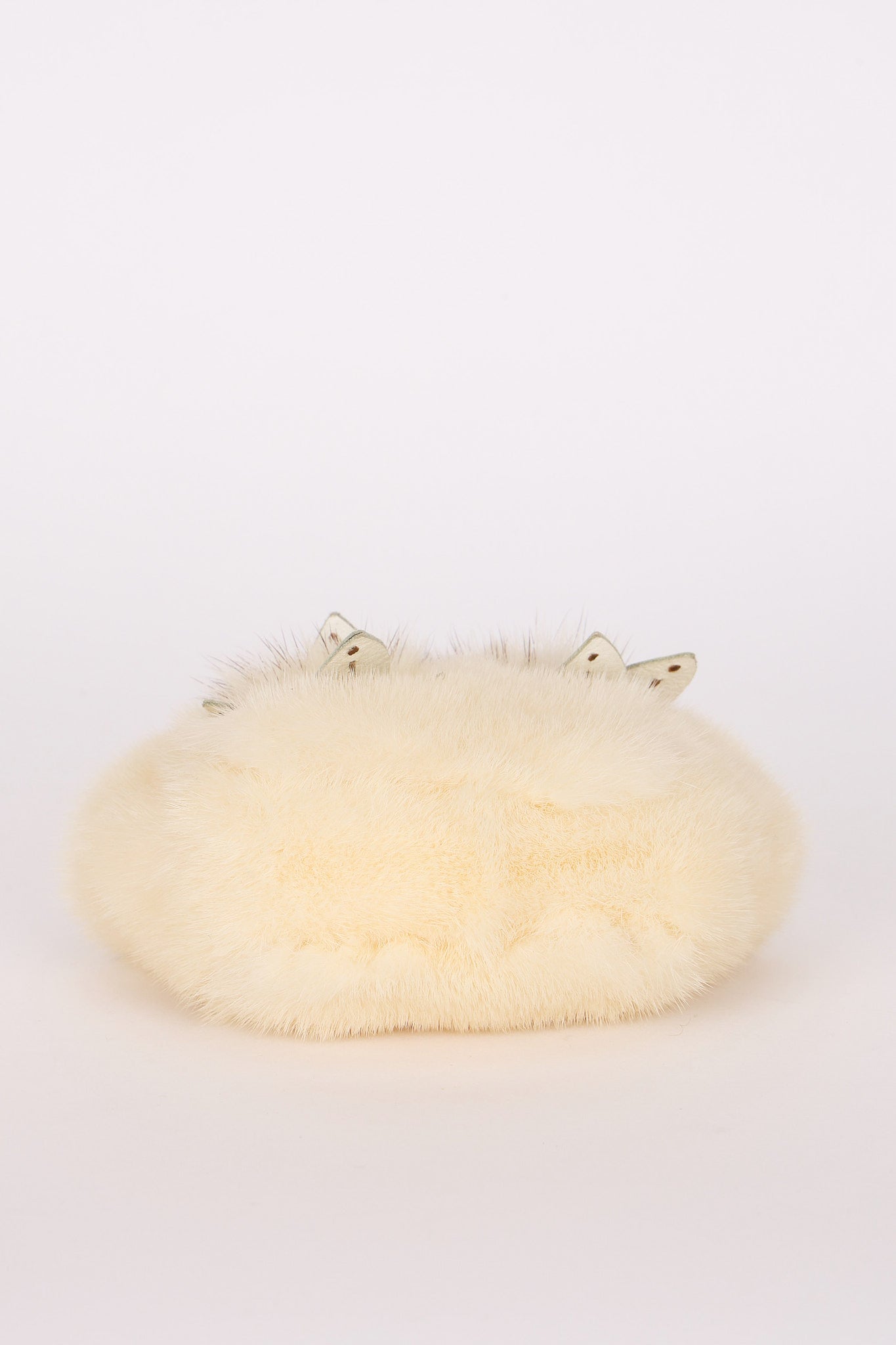 Fendi Fur Kisslock Frame Bag Creme