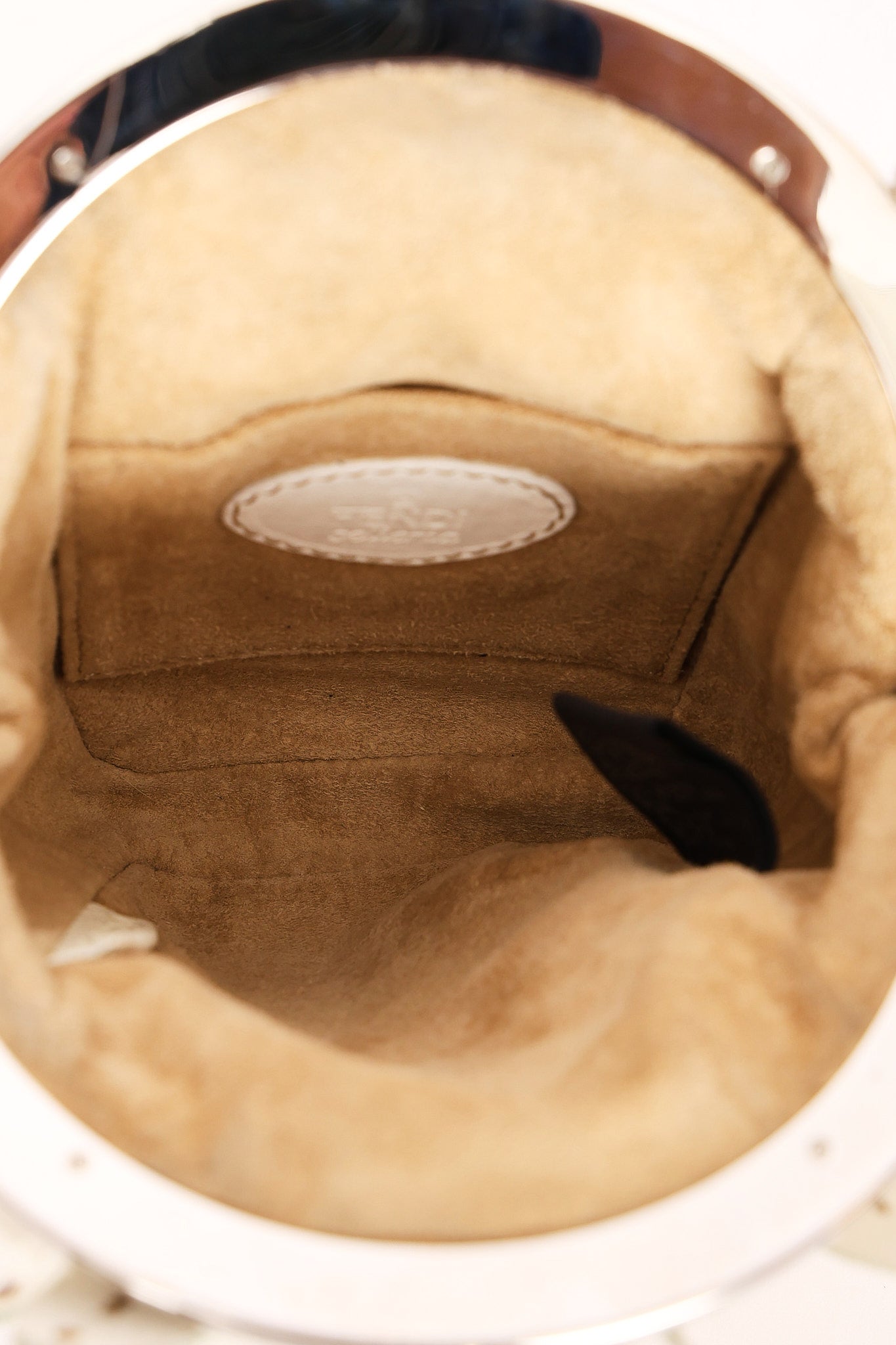 Fendi Fur Kisslock Frame Bag Creme