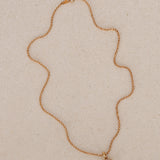 18K Yellow Gold Square Cut Sapphire and Diamond Flower Charm Necklace - Drop 12