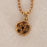 18K Yellow Gold Square Cut Sapphire and Diamond Flower Charm Necklace - Drop 12
