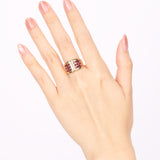 18K Yellow Gold Channel Set Ruby Retro Ring, Size US 6 - Drop 25