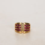 18K Yellow Gold Channel Set Ruby Retro Ring, Size US 6 - Drop 25