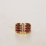 18K Yellow Gold Channel Set Ruby Retro Ring, Size US 6 - Drop 25