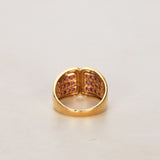18K Yellow Gold Channel Set Ruby Retro Ring, Size US 6 - Drop 25