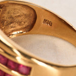 18K Yellow Gold Channel Set Ruby Retro Ring, Size US 6 - Drop 25