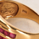 18K Yellow Gold Channel Set Ruby Retro Ring, Size US 6 - Drop 25