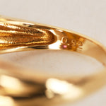 18K Yellow Gold Ruby and Diamond Cascade Ridge Halo Ring, Size US 6