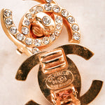 Chanel 1996 Crystal CC Clip-On Earrings 24K GP