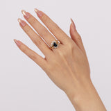 14K Yellow Gold Sapphire and Diamond Halo Ring, Size US 5.5