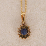 18K Yellow Gold Diamond and Sapphire Charm Pendant 14K Chain Necklace - Drop 12