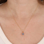 18K Yellow Gold Diamond and Sapphire Charm Pendant Necklace