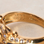 18K Yellow Gold Sapphire and Diamond Heart Motif Ring, Size US 5