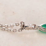 18K White Gold Emerald and Diamond Drop Charm Pendant