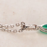 18K White Gold Emerald and Diamond Drop Charm Pendant